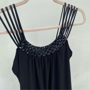 Y2K Indie Sleeze Black Rhinestone Multi-Strap Tank Top Size Medium